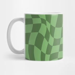 Retro Checker Board Green Tones Pattern Mug